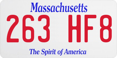 MA license plate 263HF8