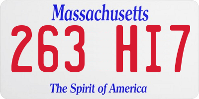 MA license plate 263HI7