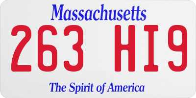 MA license plate 263HI9