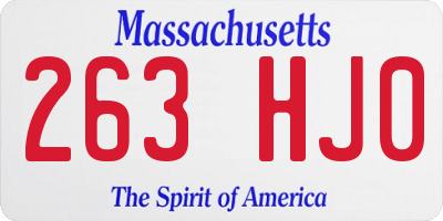 MA license plate 263HJ0