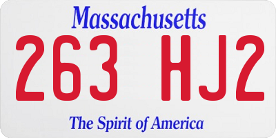 MA license plate 263HJ2