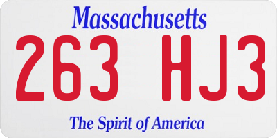 MA license plate 263HJ3