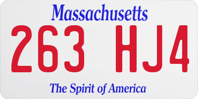 MA license plate 263HJ4
