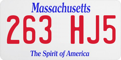 MA license plate 263HJ5