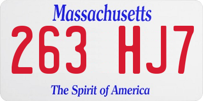 MA license plate 263HJ7