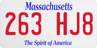 MA license plate 263HJ8