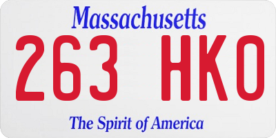 MA license plate 263HK0