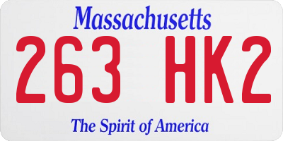 MA license plate 263HK2
