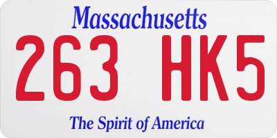 MA license plate 263HK5