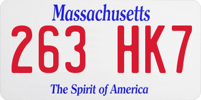MA license plate 263HK7