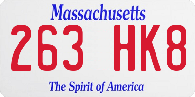 MA license plate 263HK8