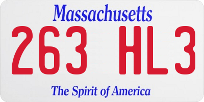 MA license plate 263HL3