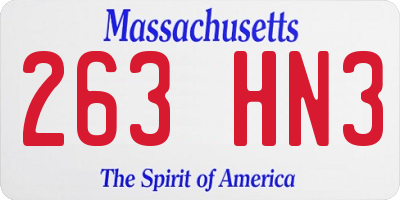 MA license plate 263HN3