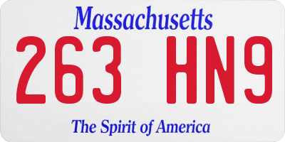 MA license plate 263HN9