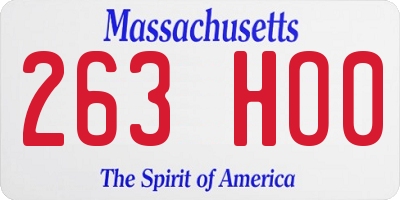 MA license plate 263HO0