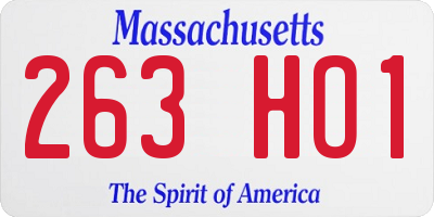 MA license plate 263HO1