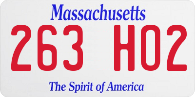 MA license plate 263HO2