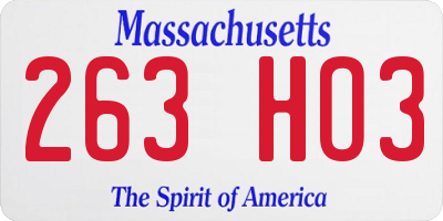 MA license plate 263HO3