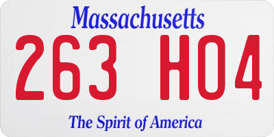 MA license plate 263HO4