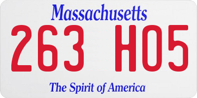 MA license plate 263HO5