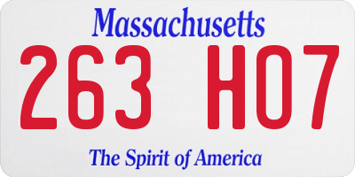 MA license plate 263HO7