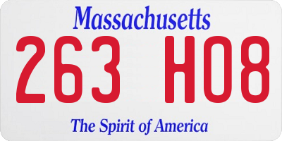 MA license plate 263HO8