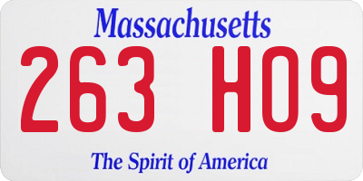 MA license plate 263HO9