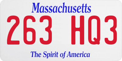 MA license plate 263HQ3