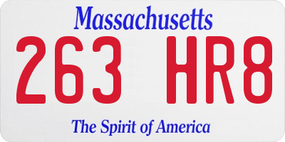 MA license plate 263HR8