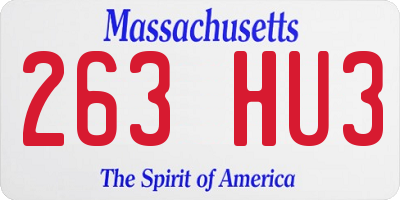 MA license plate 263HU3
