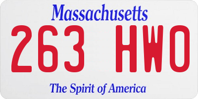 MA license plate 263HW0