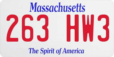 MA license plate 263HW3
