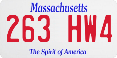 MA license plate 263HW4
