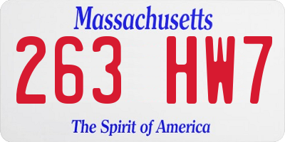 MA license plate 263HW7