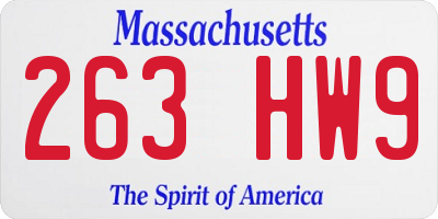 MA license plate 263HW9