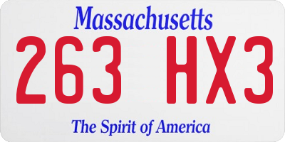 MA license plate 263HX3