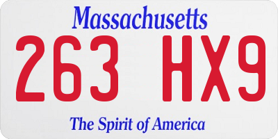 MA license plate 263HX9