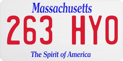 MA license plate 263HY0