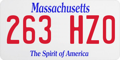MA license plate 263HZ0