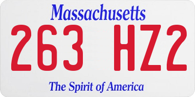 MA license plate 263HZ2