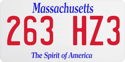 MA license plate 263HZ3