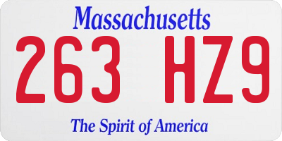 MA license plate 263HZ9