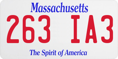 MA license plate 263IA3