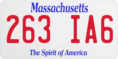 MA license plate 263IA6