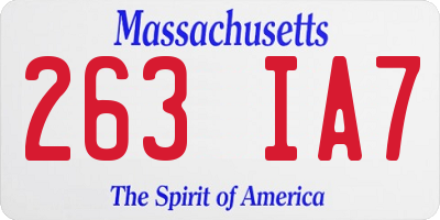 MA license plate 263IA7