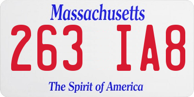 MA license plate 263IA8