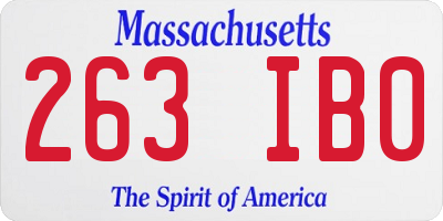 MA license plate 263IB0