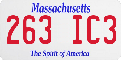 MA license plate 263IC3