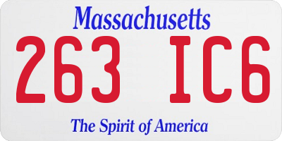 MA license plate 263IC6