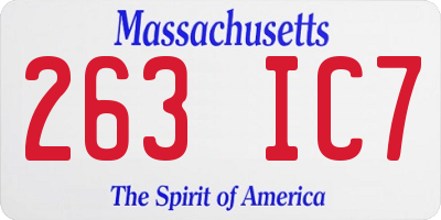 MA license plate 263IC7